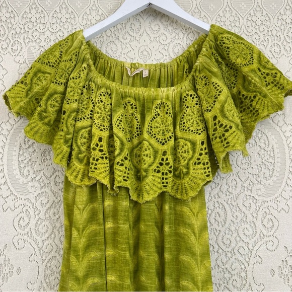 Soft Surroundings Chartreuse Eyelet Senorita Dress - Picture 3 of 12